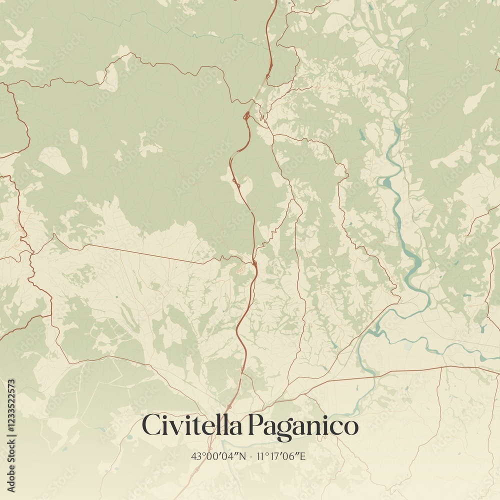 Fototapeta premium Vintage map of Civitella Paganico, Italy.
