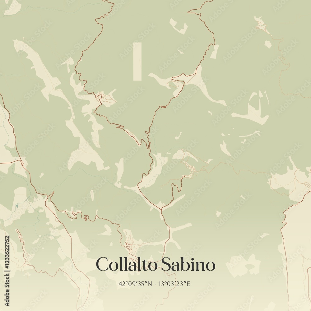 Obraz premium Vintage map of Collalto Sabino, Italy.