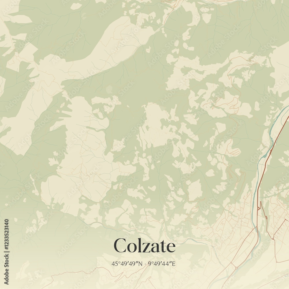 Fototapeta premium Vintage map of Colzate, Italy.