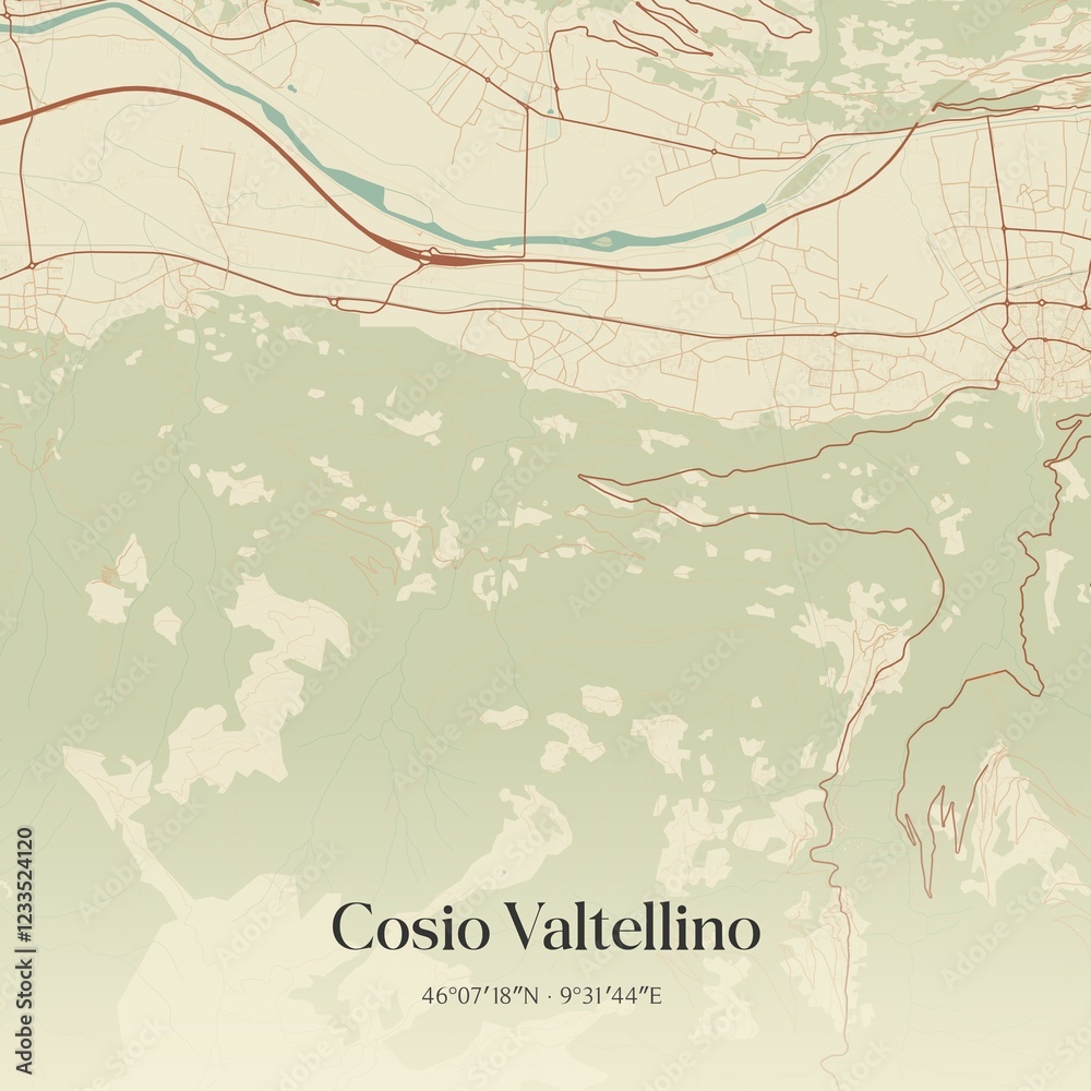 Obraz premium Vintage map of Cosio Valtellino, Italy.