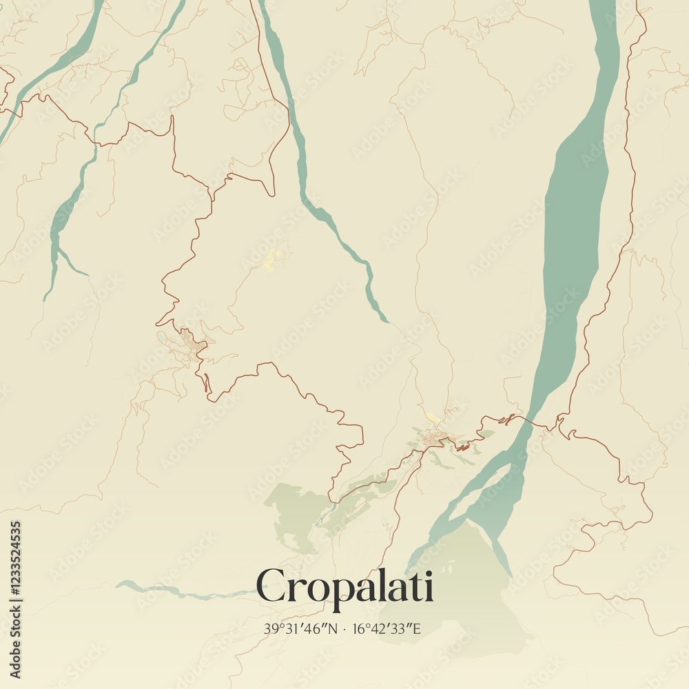 Obraz premium Vintage map of Cropalati, Italy.