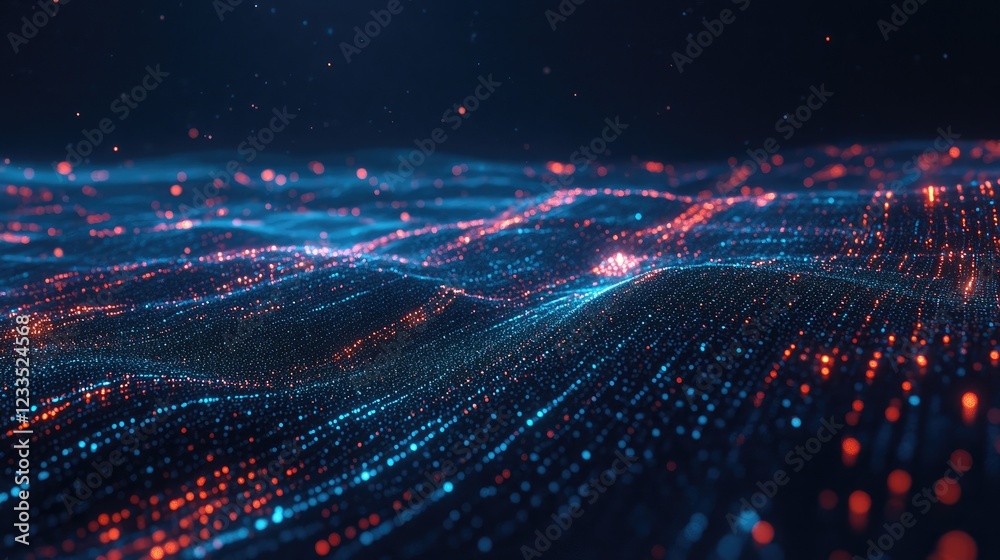 Obraz premium Digital Wave A Dynamic Landscape of Flowing Data in a Virtual Environment