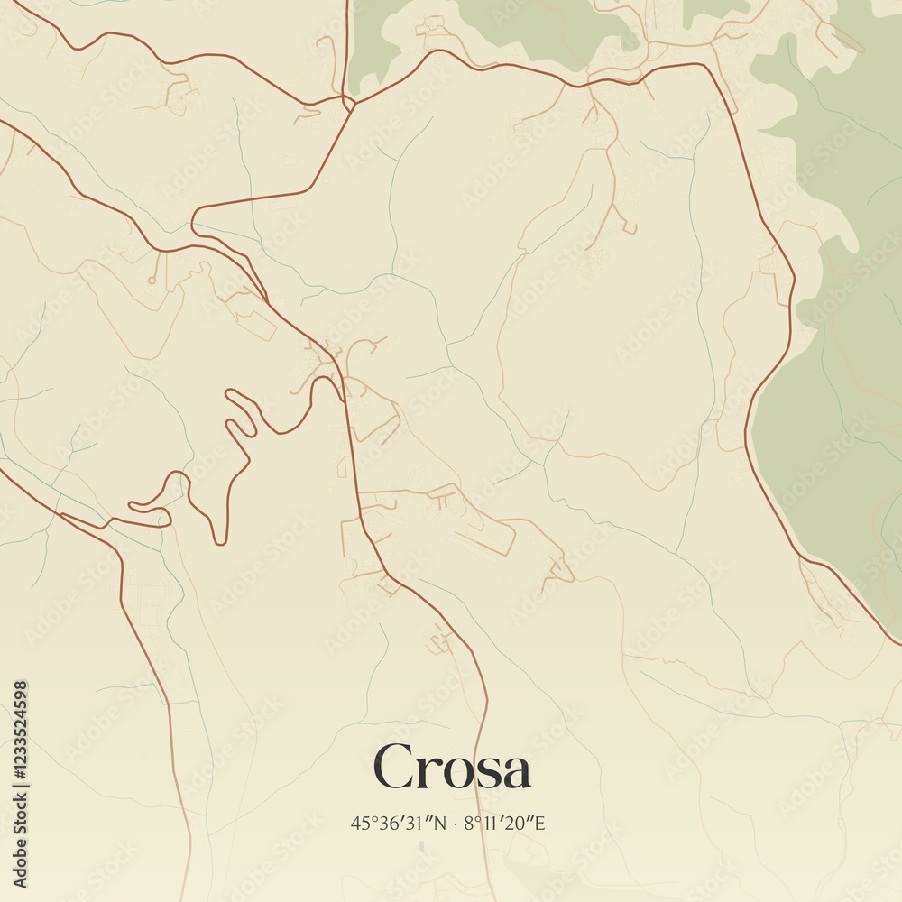 Fototapeta premium Vintage map of Crosa, Italy.