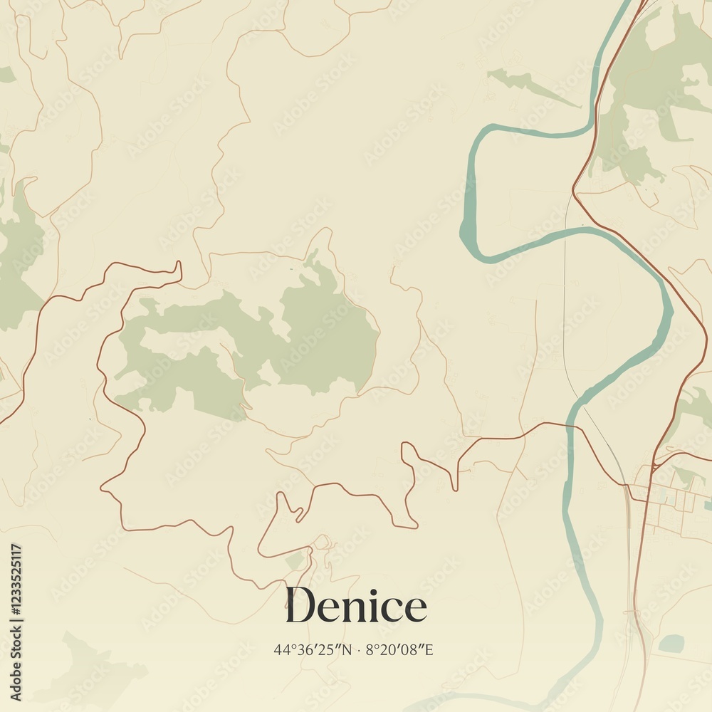 Obraz premium Vintage map of Denice, Italy.