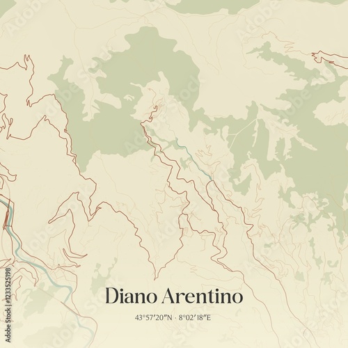 Vintage map of Diano Arentino, Italy.