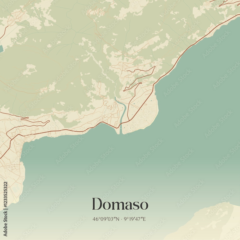 Vintage map of Domaso, Italy.