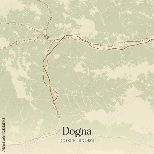 Vintage map of Dogna, Italy. photo