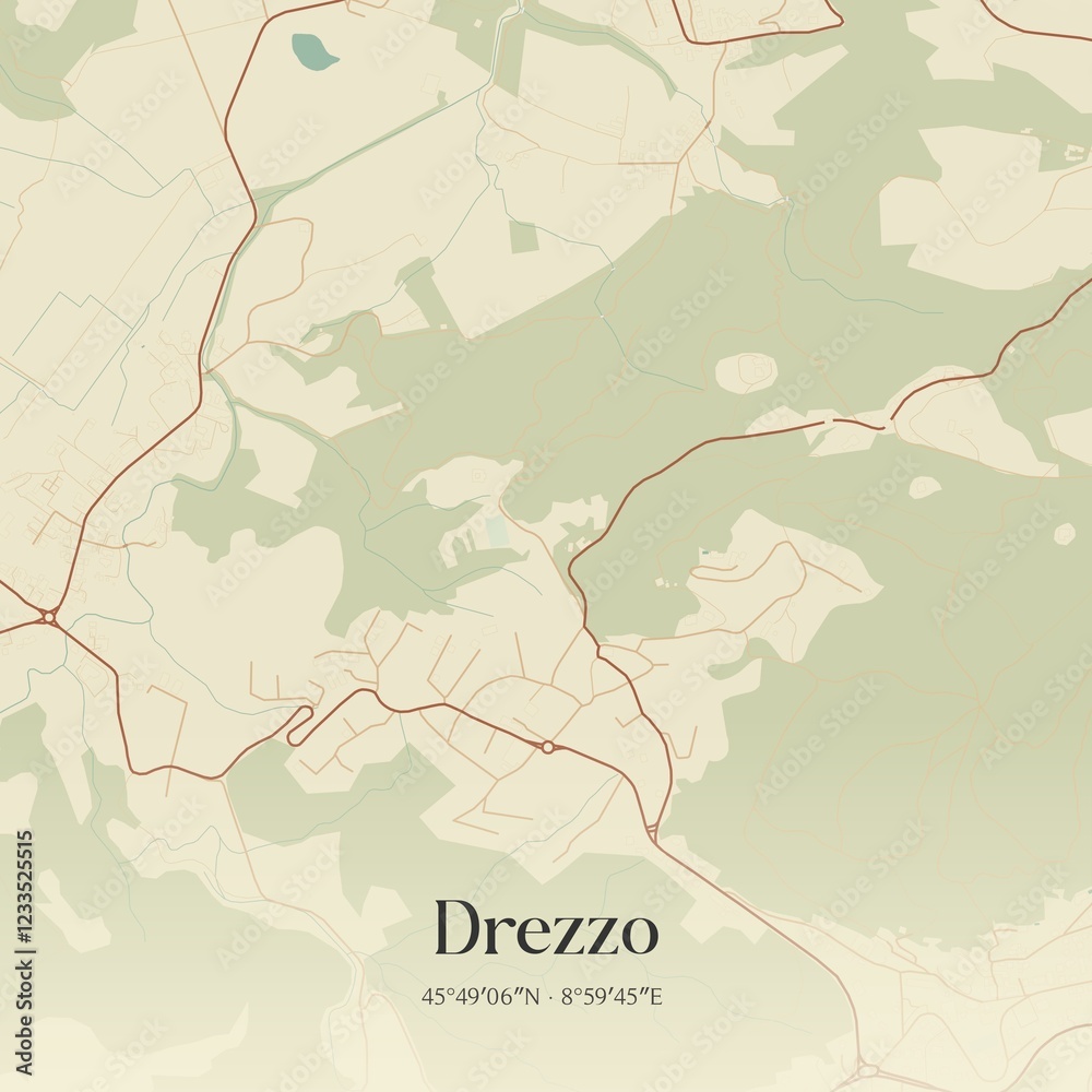 Fototapeta premium Vintage map of Drezzo, Italy.