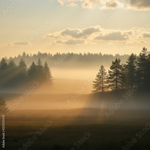 Misty Morning in a Serene Landscape