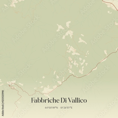 Vintage map of Fabbriche Di Vallico, Italy. photo