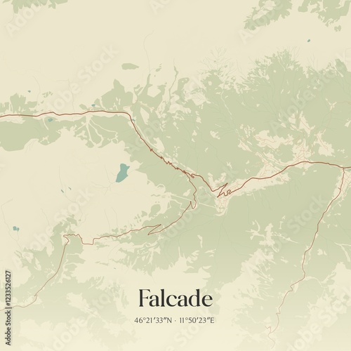 Obraz na płótnie Vintage map of Falcade, Italy. w salonie