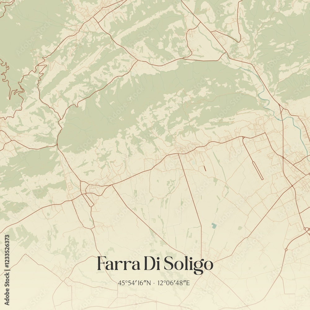 Fototapeta premium Vintage map of Farra Di Soligo, Italy.