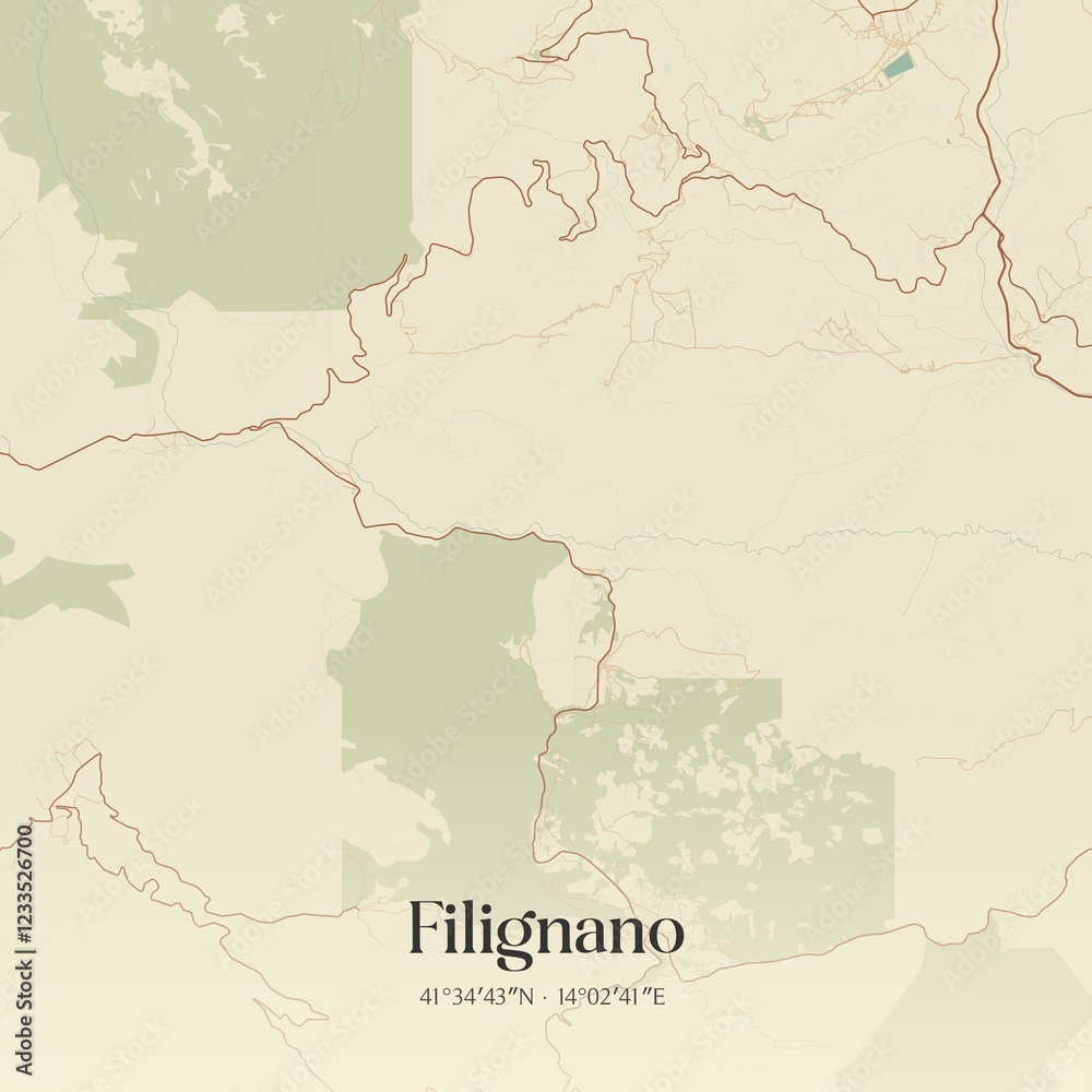 Fototapeta premium Vintage map of Filignano, Italy.