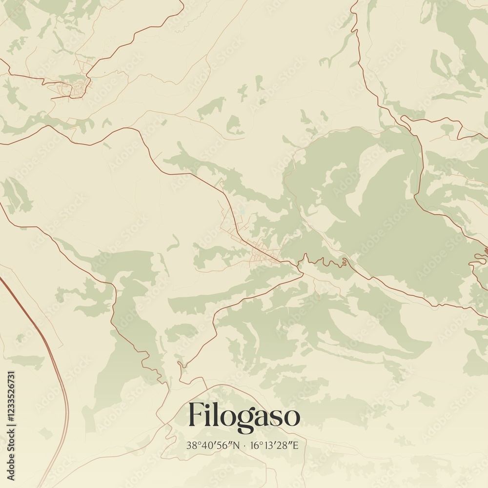 Fototapeta premium Vintage map of Filogaso, Italy.