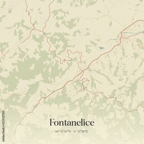 Vintage map of Fontanelice, Italy.