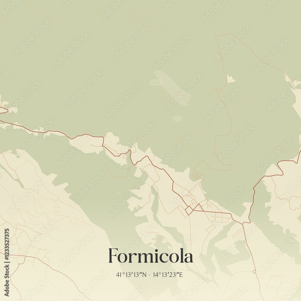 Fototapeta premium Vintage map of Formicola, Italy.