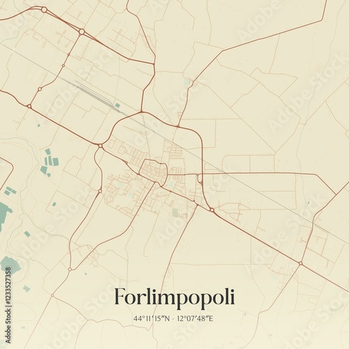Fotografie Vintage map of Forlimpopoli, Italy.