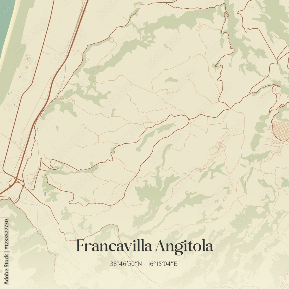 Obraz premium Vintage map of Francavilla Angitola, Italy.
