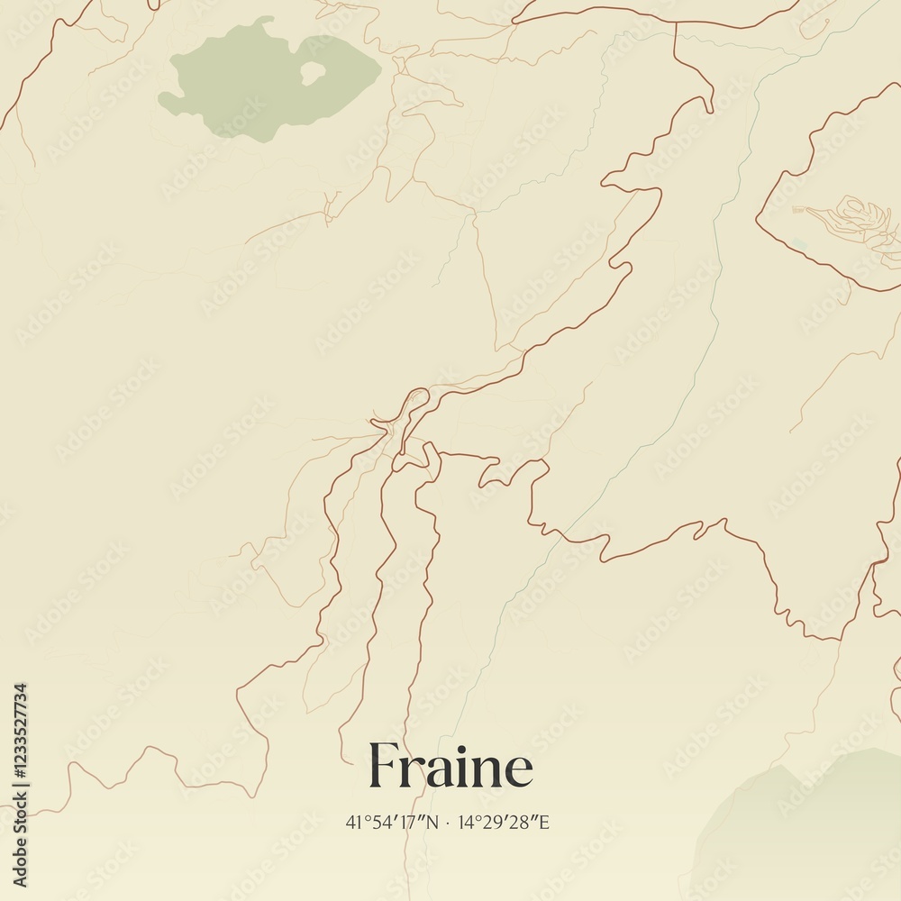 Fototapeta premium Vintage map of Fraine, Italy.