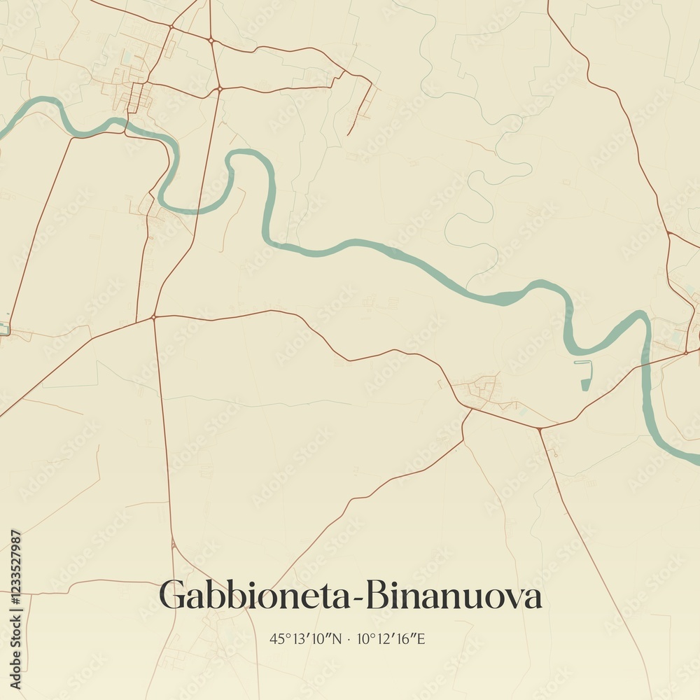 Fototapeta premium Vintage map of Gabbioneta-Binanuova, Italy.
