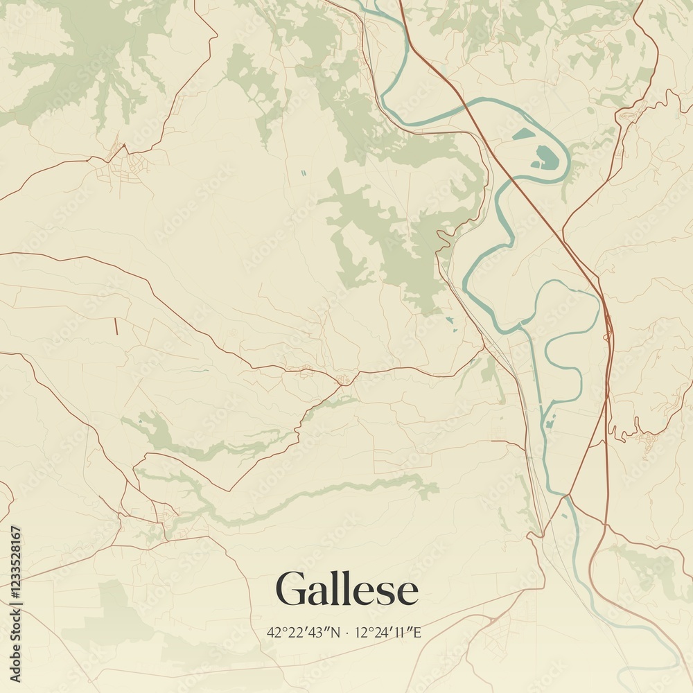 Fototapeta premium Vintage map of Gallese, Italy.