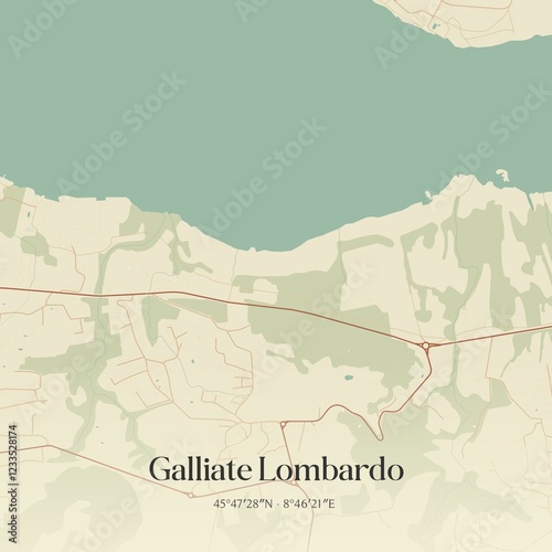 Canvas Print Vintage map of Galliate Lombardo, Italy.