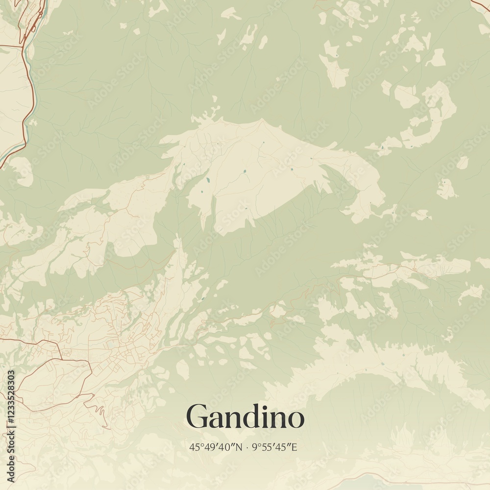Fototapeta premium Vintage map of Gandino, Italy.
