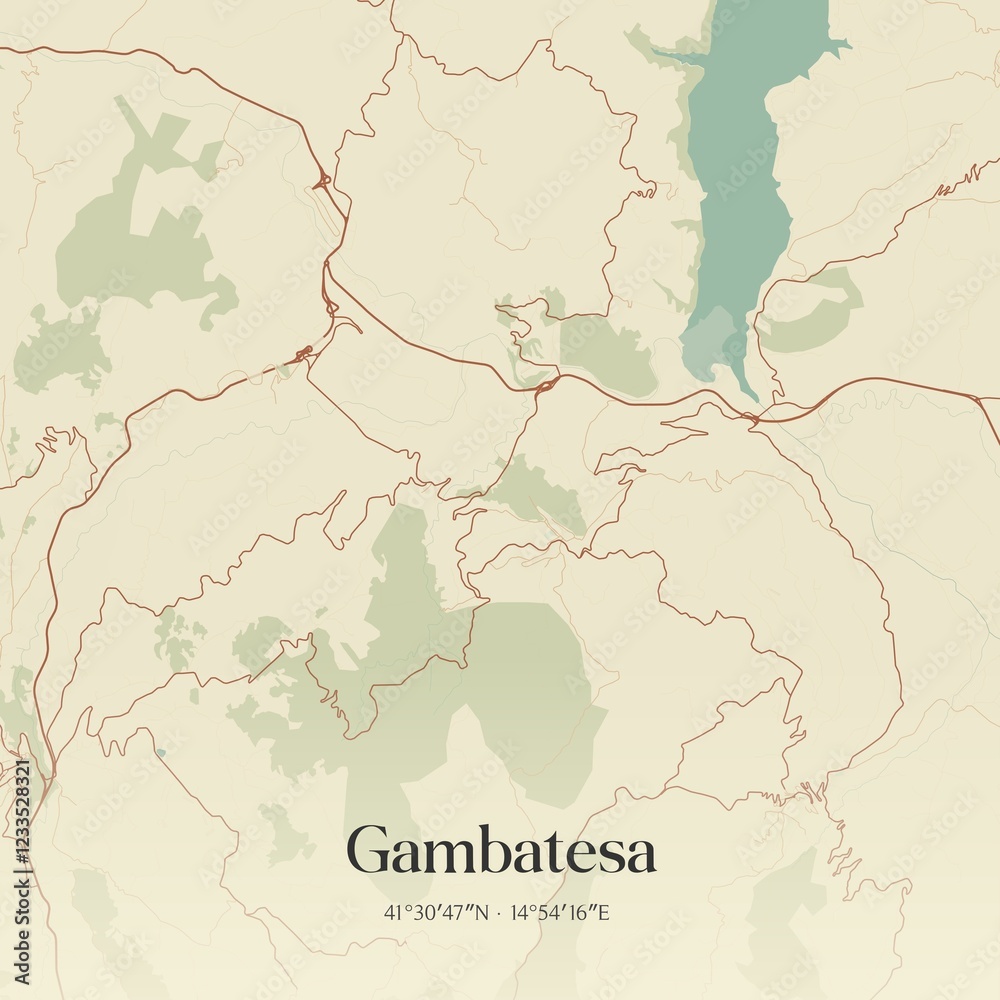 Fototapeta premium Vintage map of Gambatesa, Italy.