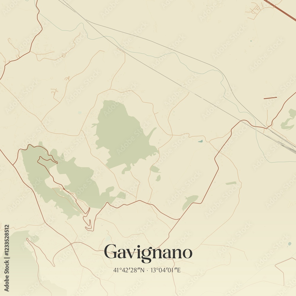Fototapeta premium Vintage map of Gavignano, Italy.