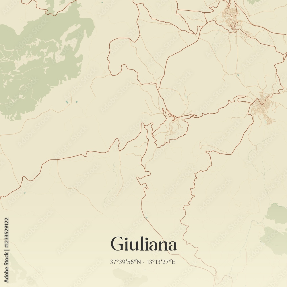 Obraz premium Vintage map of Giuliana, Italy.