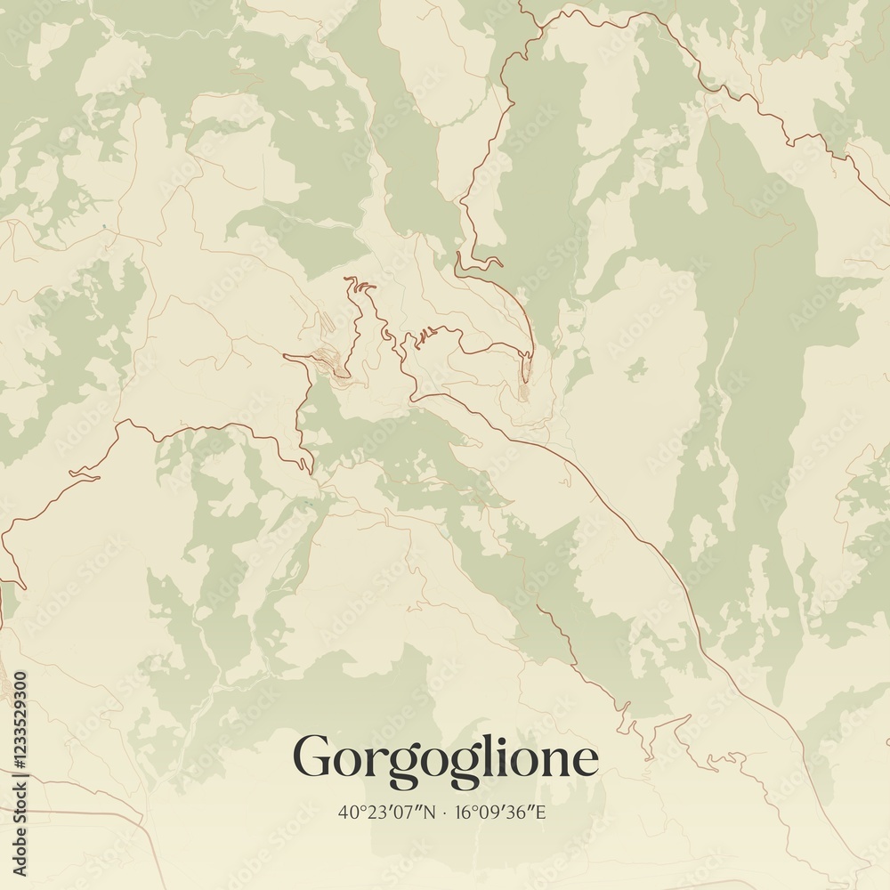 Obraz premium Vintage map of Gorgoglione, Italy.