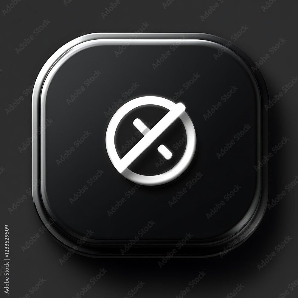 Black Button Icon Showing Cancellation Symbol Black Button Icon Showing Cancellation Symbol