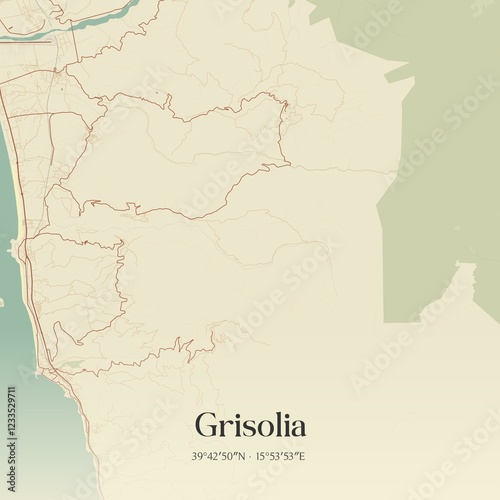 Vintage map of Grisolia, Italy.