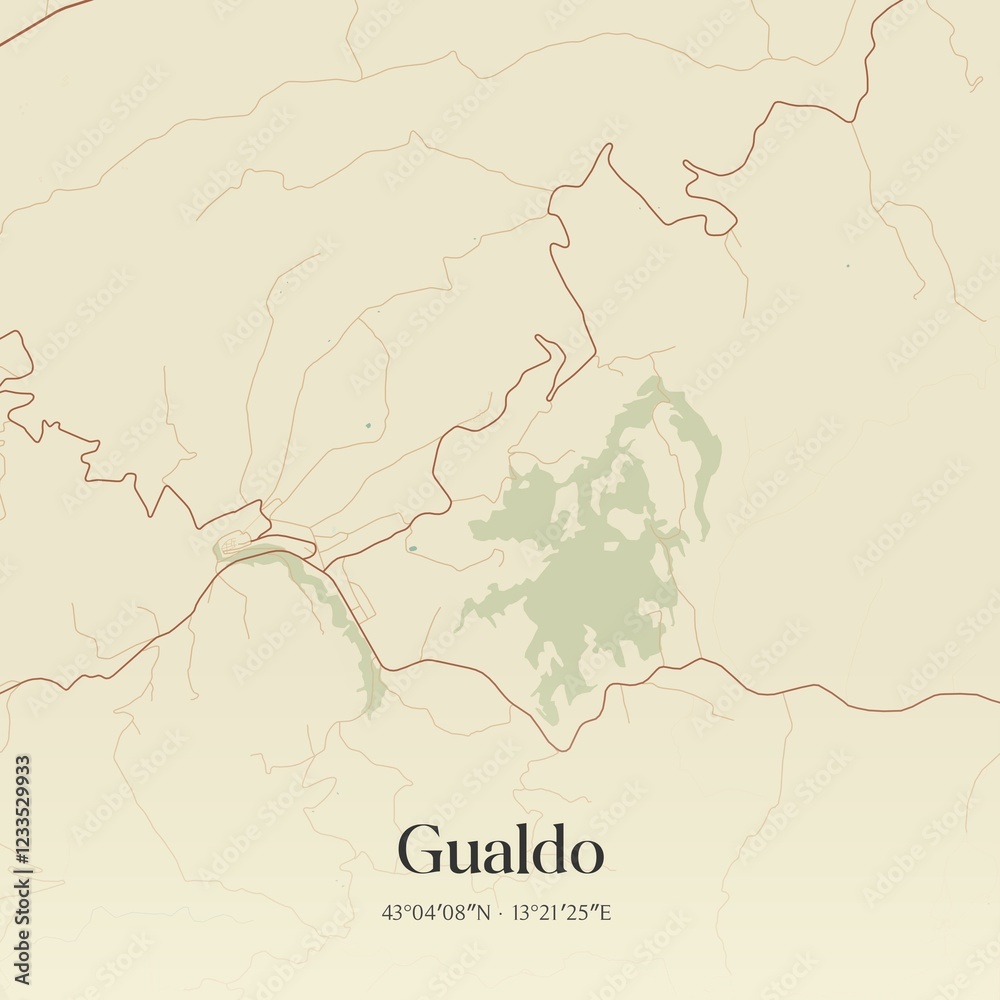 Fototapeta premium Vintage map of Gualdo, Italy.