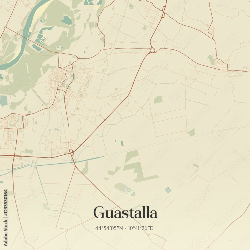 Naklejka premium Vintage map of Guastalla, Italy.