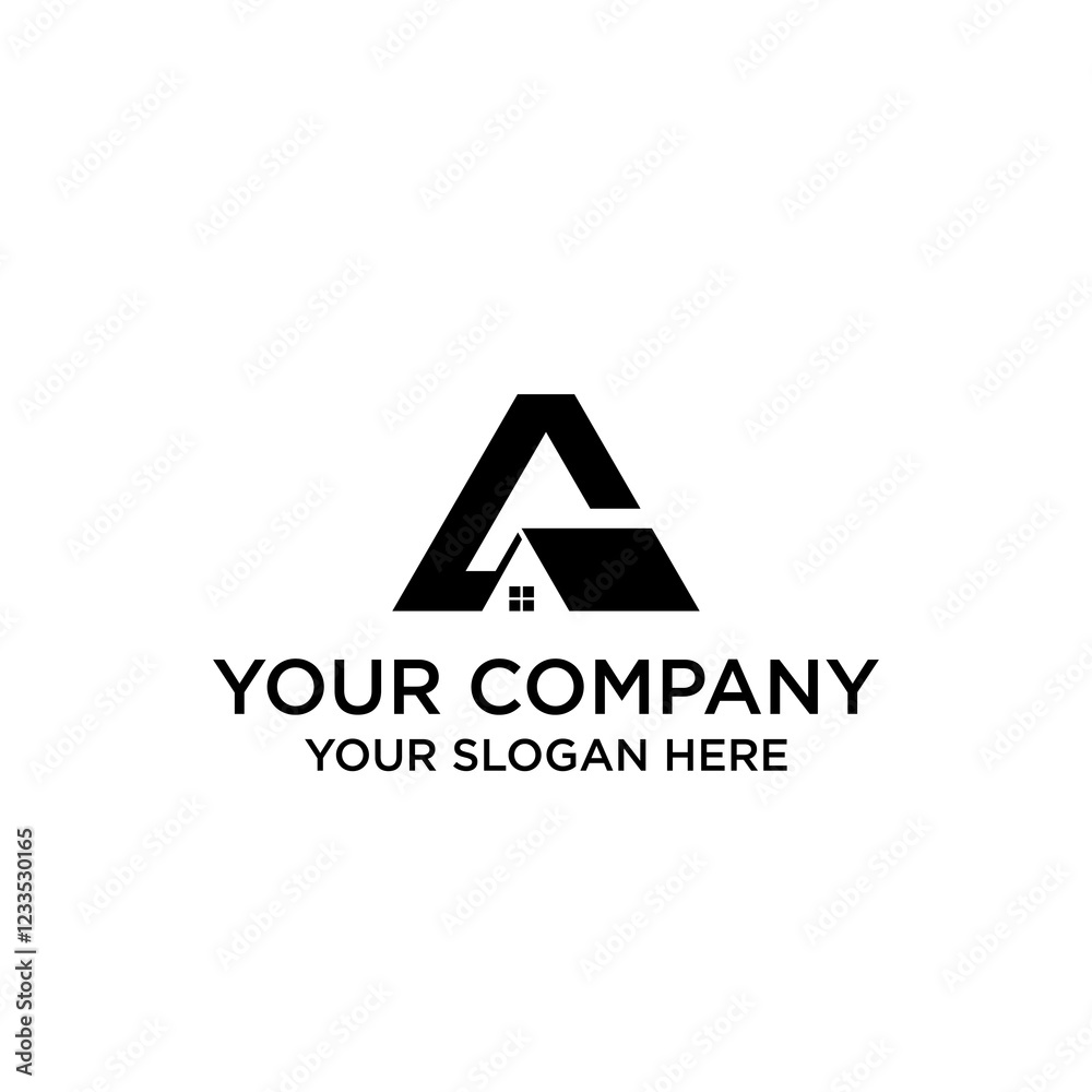 Vector drawn building icon.initials A Vector drawn building icon.initials A
