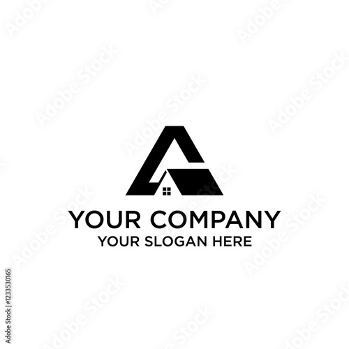 Vector drawn building icon.initials A