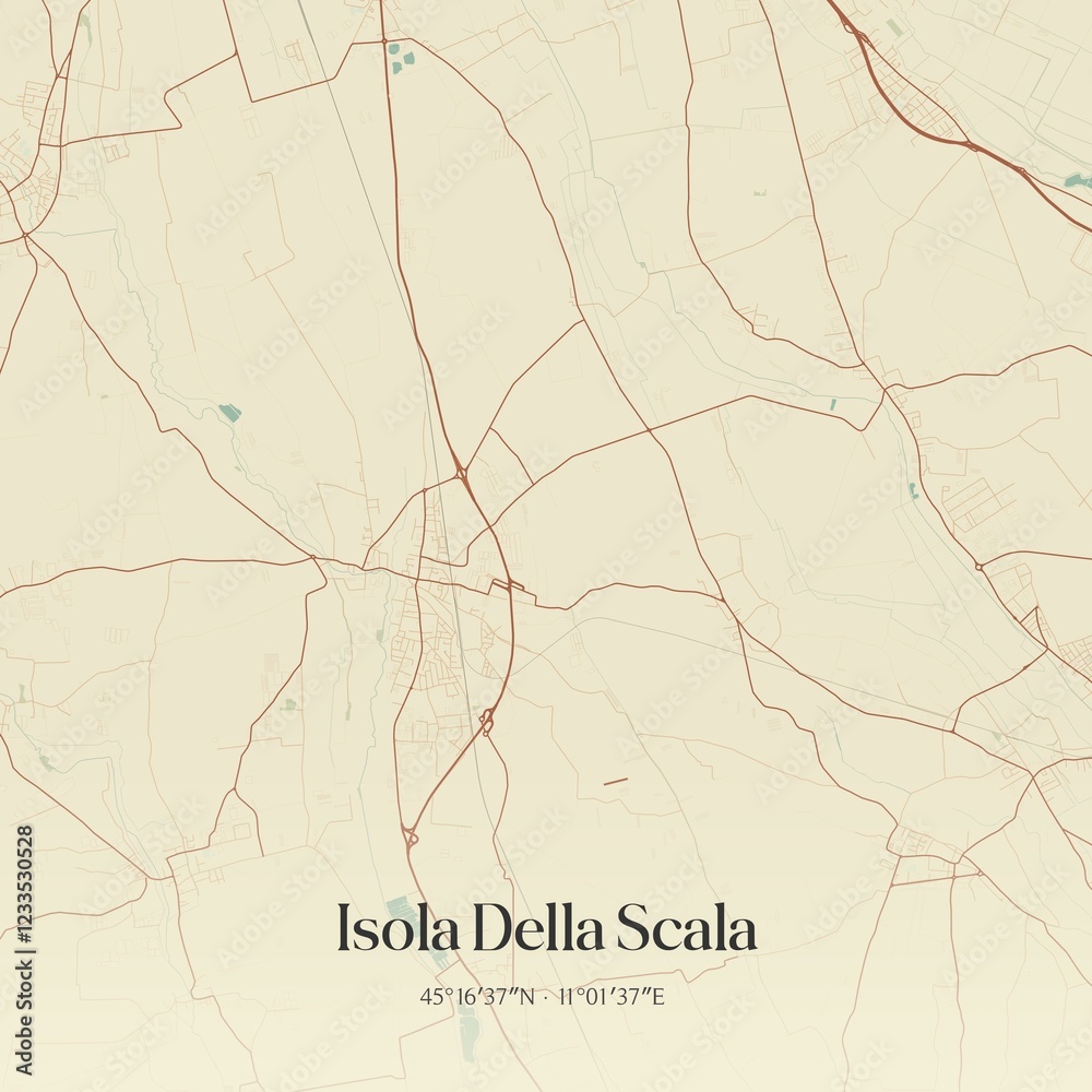 Fototapeta premium Vintage map of Isola Della Scala, Italy.