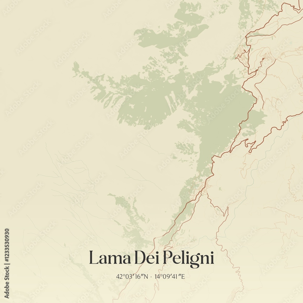 Obraz premium Vintage map of Lama Dei Peligni, Italy.