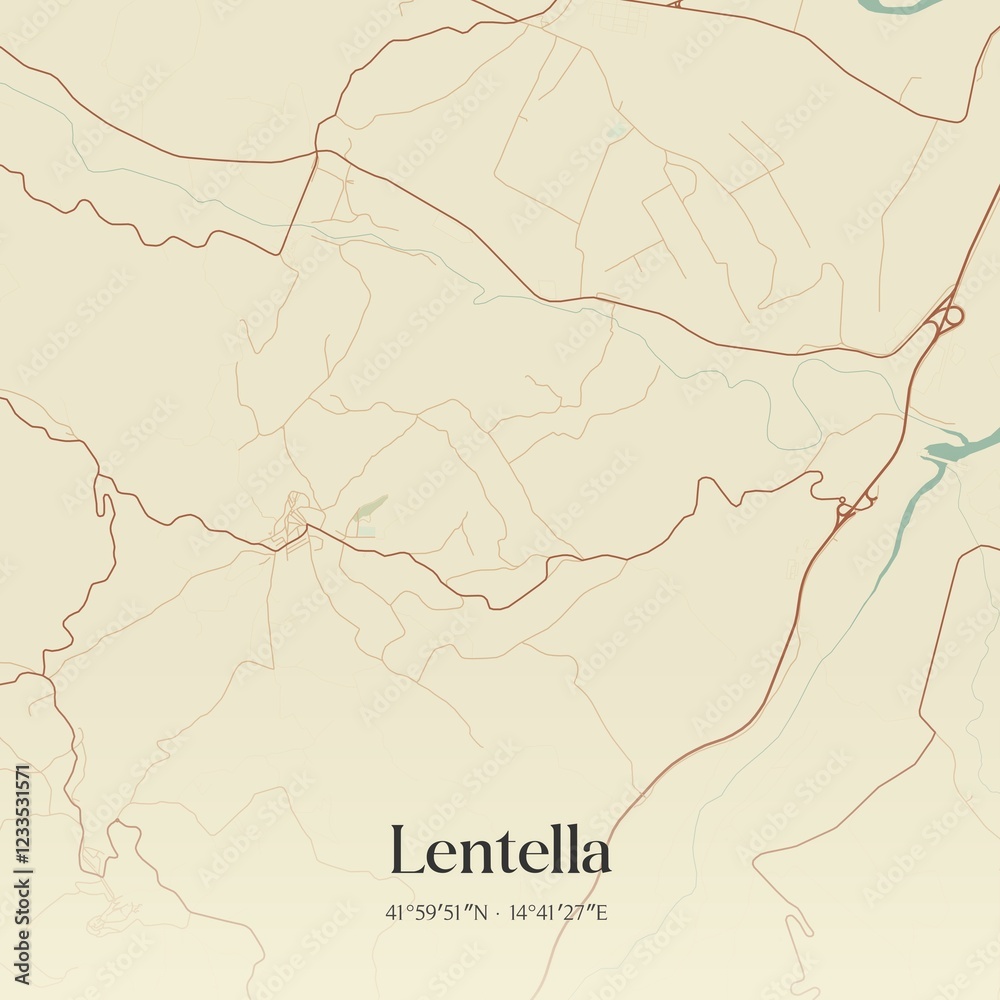 Fototapeta premium Vintage map of Lentella, Italy.