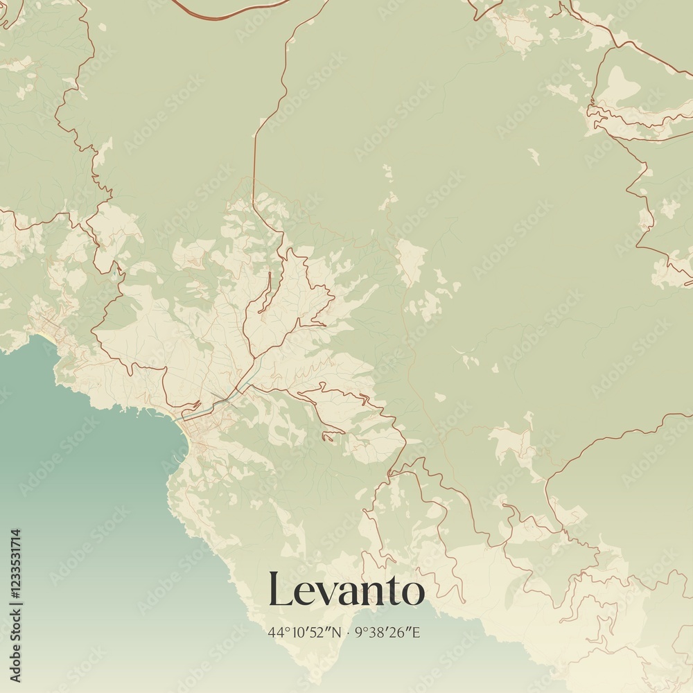 Obraz premium Vintage map of Levanto, Italy.
