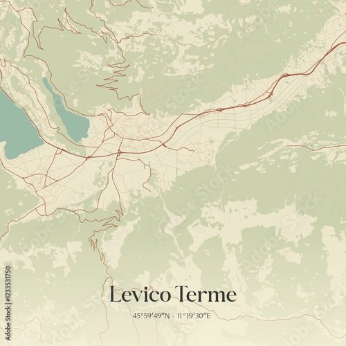 Fototapeta Naklejka Na Ścianę i Meble -  Vintage map of Levico Terme, Italy.
