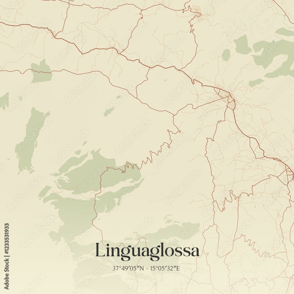 Fototapeta premium Vintage map of Linguaglossa, Italy.