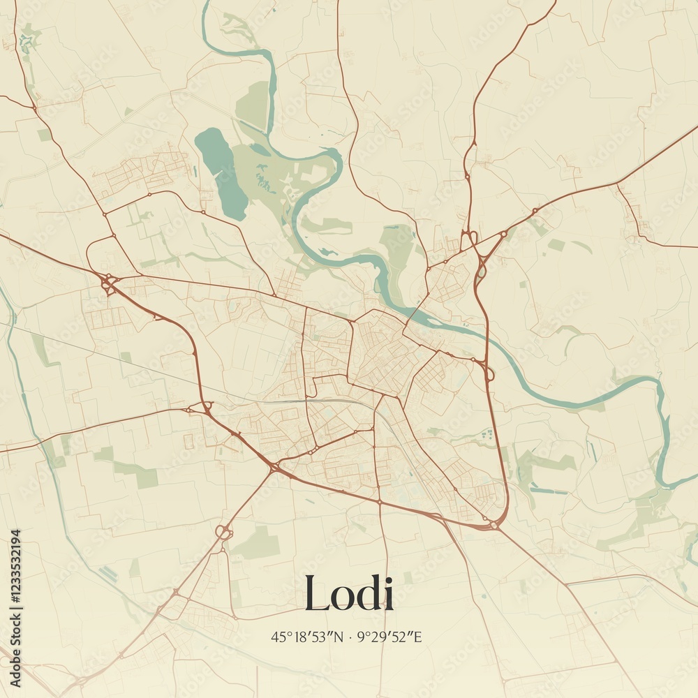 Obraz premium Vintage map of Lodi, Italy.