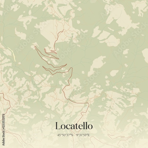 Vintage map of Locatello, Italy.