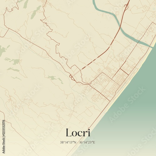 Vintage map of Locri, Italy.