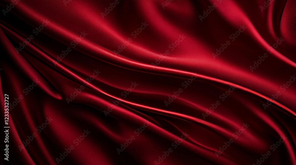 Fototapeta premium Luxurious Red Silk Fabric Draped Elegant Waves