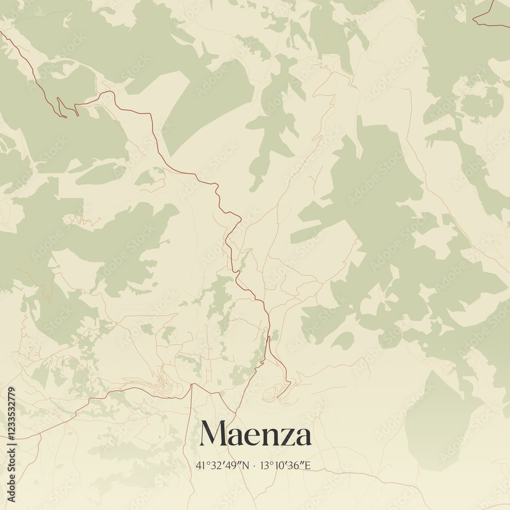 Fototapeta premium Vintage map of Maenza, Italy.