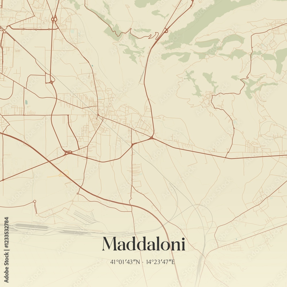 Obraz premium Vintage map of Maddaloni, Italy.