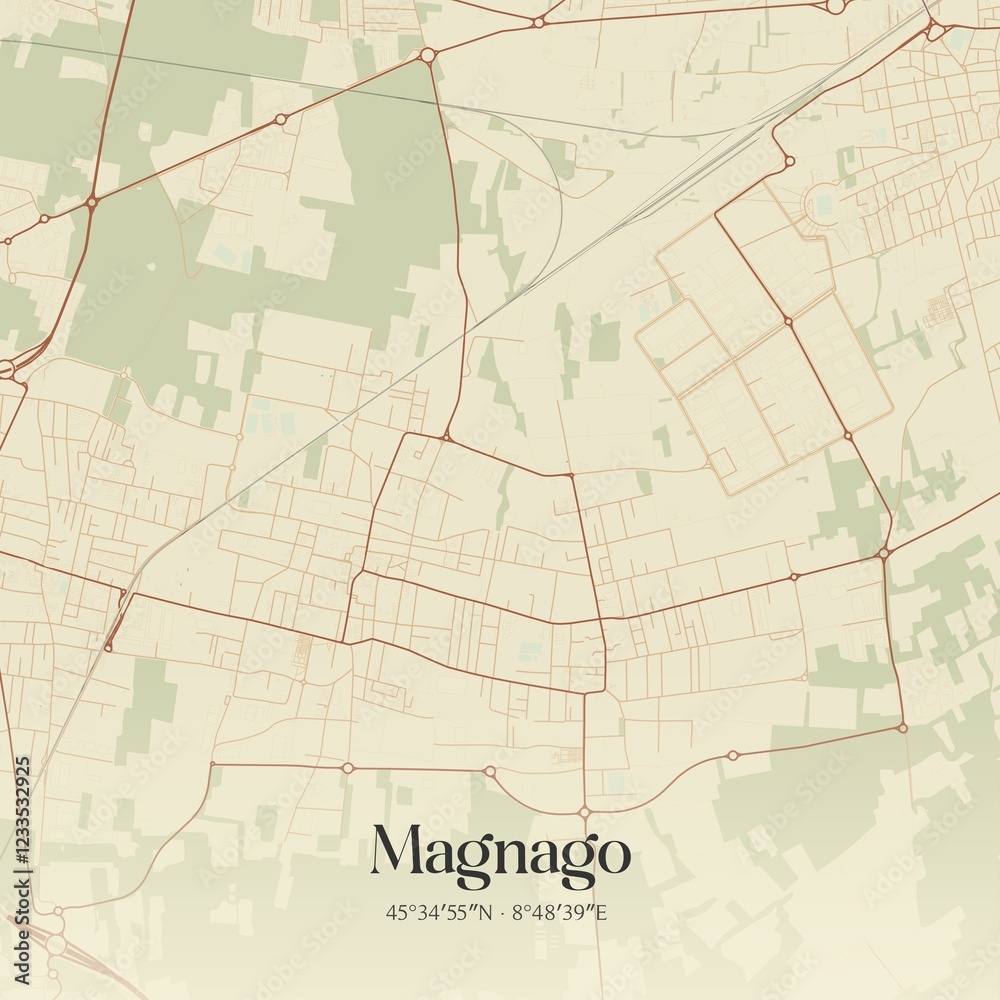 Obraz premium Vintage map of Magnago, Italy.